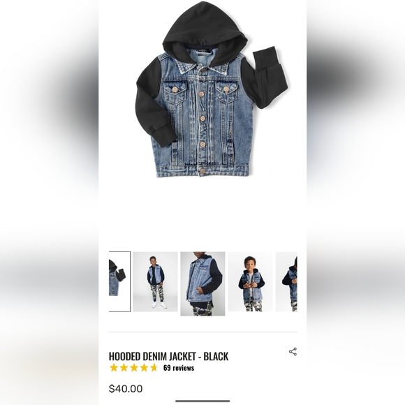 BNWT Little Bipsy Hooded Grey & Black Denim + Knit Jacket size 3T-4T - Picture 7 of 8